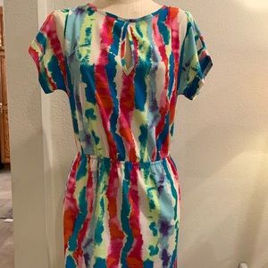Tie Die Dress with Keyhole front and elastic waist
